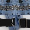 MCM Stark Backpack Daypack Logogram studs light blue leather Women Used