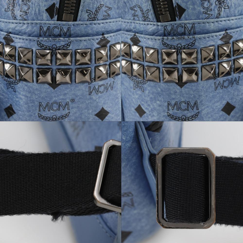 MCM Stark Backpack Daypack Logogram studs light blue leather Women Used