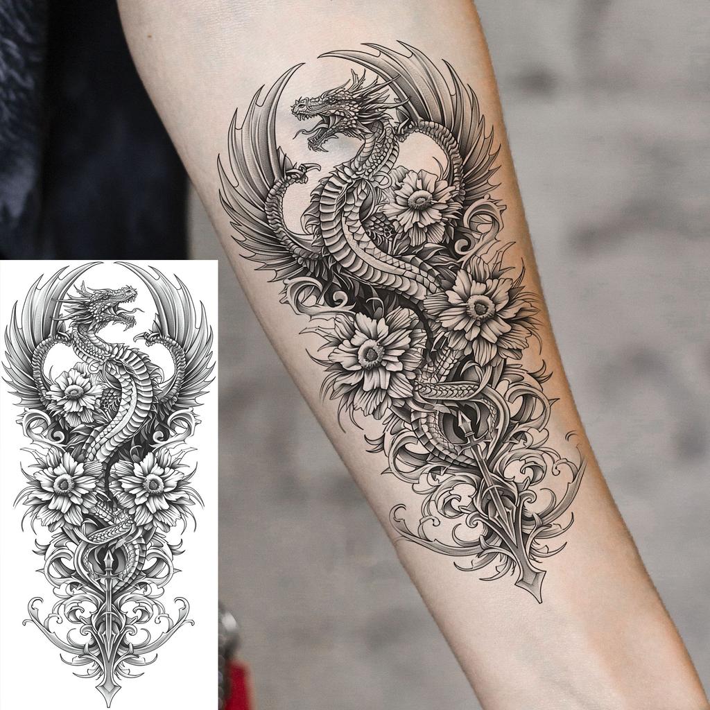 1 Foglio Tatuaggi Temporanei Drago Cobra Serpente Aggressivi Per Uomini Donne Braccio Tatuaggi Impermeabile Realistico Falso Tatuaggio Adesivo Lunga Durata