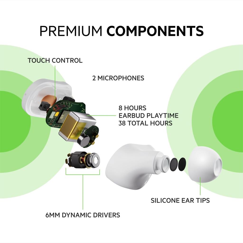 Belkin SOUNDFORM Play Completely Wireless Earphones Bluetooth 6mm Driver 4 Microphone Call Technology Call Noise Reduction Up To 38 Hours Music