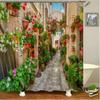 Zen Green Bamboo Shower Curtains Stone Buddha Lotus Candle Asian Japanese Spa Garden Scenery Bath Curtain Fabric Bathroom Decor