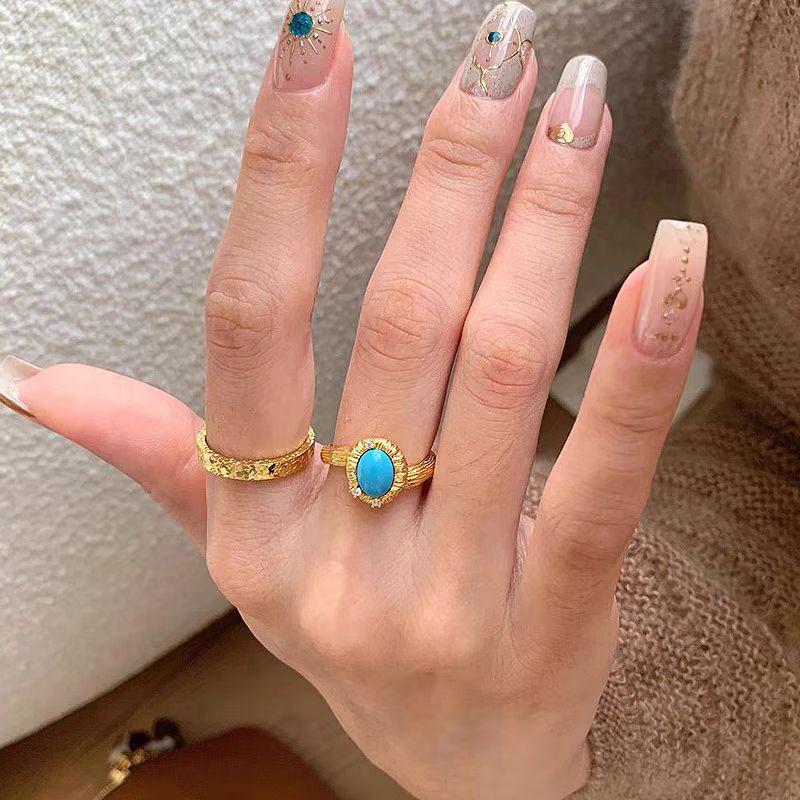 PANJBJ 925 Sterling Silver Blue Stone Ring For Women Texture Frosting Zircon Vintage Design Jewelry Birthday Gift Dropshipping