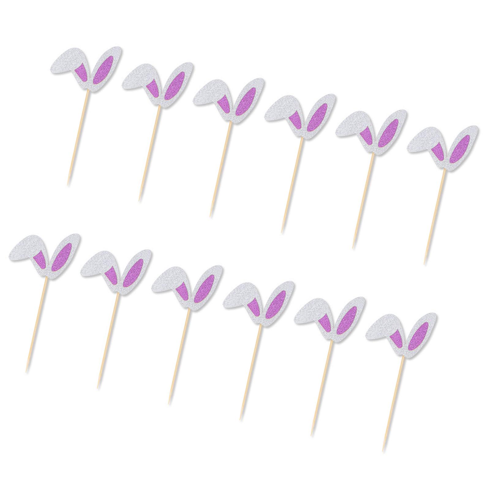 

12Pieces Rabbits Ear Cupcake Toppers Easters Cake Decoration Set Easters Cake Picks Set Suitable for Party Celebration розы красного
