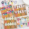 10Pcs Cartoon Wooden Paper Clips Set Cute Cat Food Shape Bookmark for Students Colorful Decorative Stationery for Journal Note