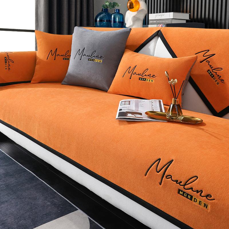 

Чехол на диван, универсальные чехлы, синель, чехол для дивана, современный диван, коврик для полотенец, чехлы для диванов для гостиной 45x45cm pillowcase оранжевый