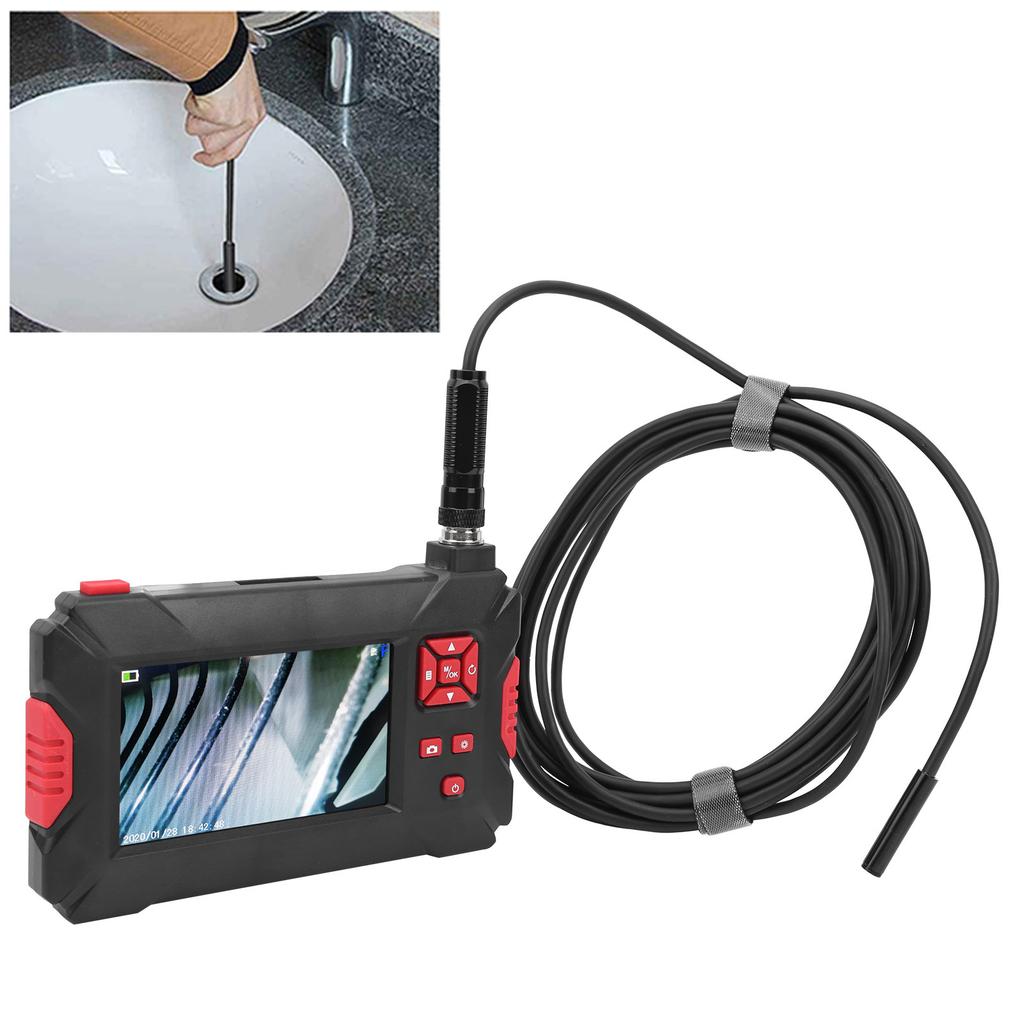 8mm Dual Lens Industrial Endoscope with 4.3in 1080P LCD Display 9 Lights for Pipeline Inspection5 M   16.4ft