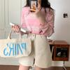 Harajuku T-shirt a righe a maniche lunghe da donna con scollo tondo Moda coreana T-shirt oversize Casual primavera Autunno grafica y2k Top T-shirt streetwear