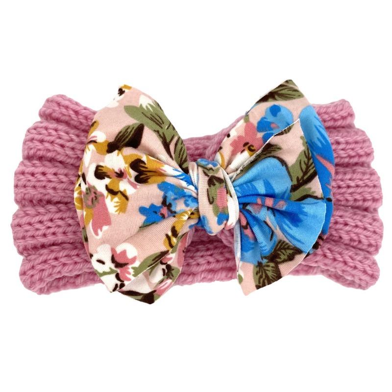 New children's headband headband, printed bow knitted wool headband, baby headgear hair accessories Baby