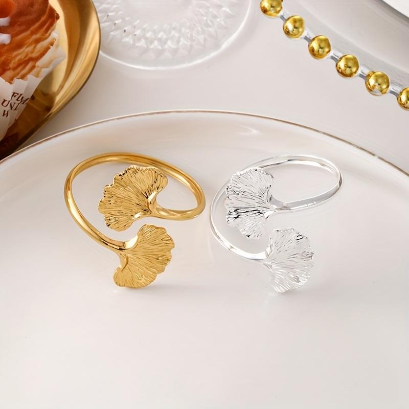 10 Stück Ginkgoblatt Serviettenringe, Geschirrclips, Blattserviettenring Serviettenhalter Geeignet für Geburtstag, Hochzeit, Bankettdekoration