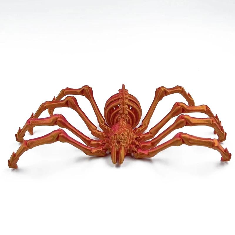 3D Printed Spider Movable Retractable Joint Fidget Toy Articulated Movable Elastic Spider Simulation Esktop Ornament Kid's Toy