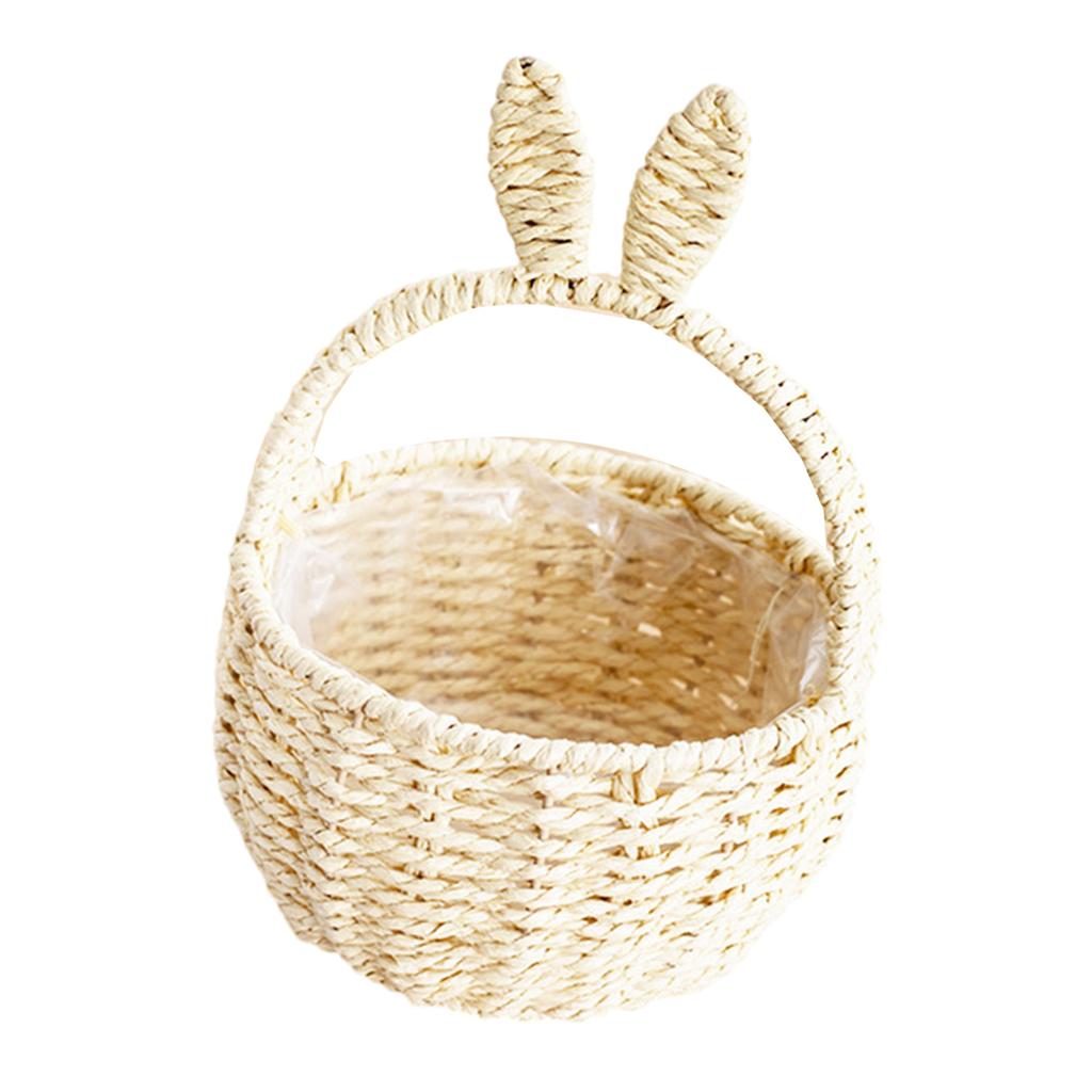 Portable Handwoven Basket With Lovely Rabbits Ear Elegant Storage Bin Great For Picnics And Family Gatherings