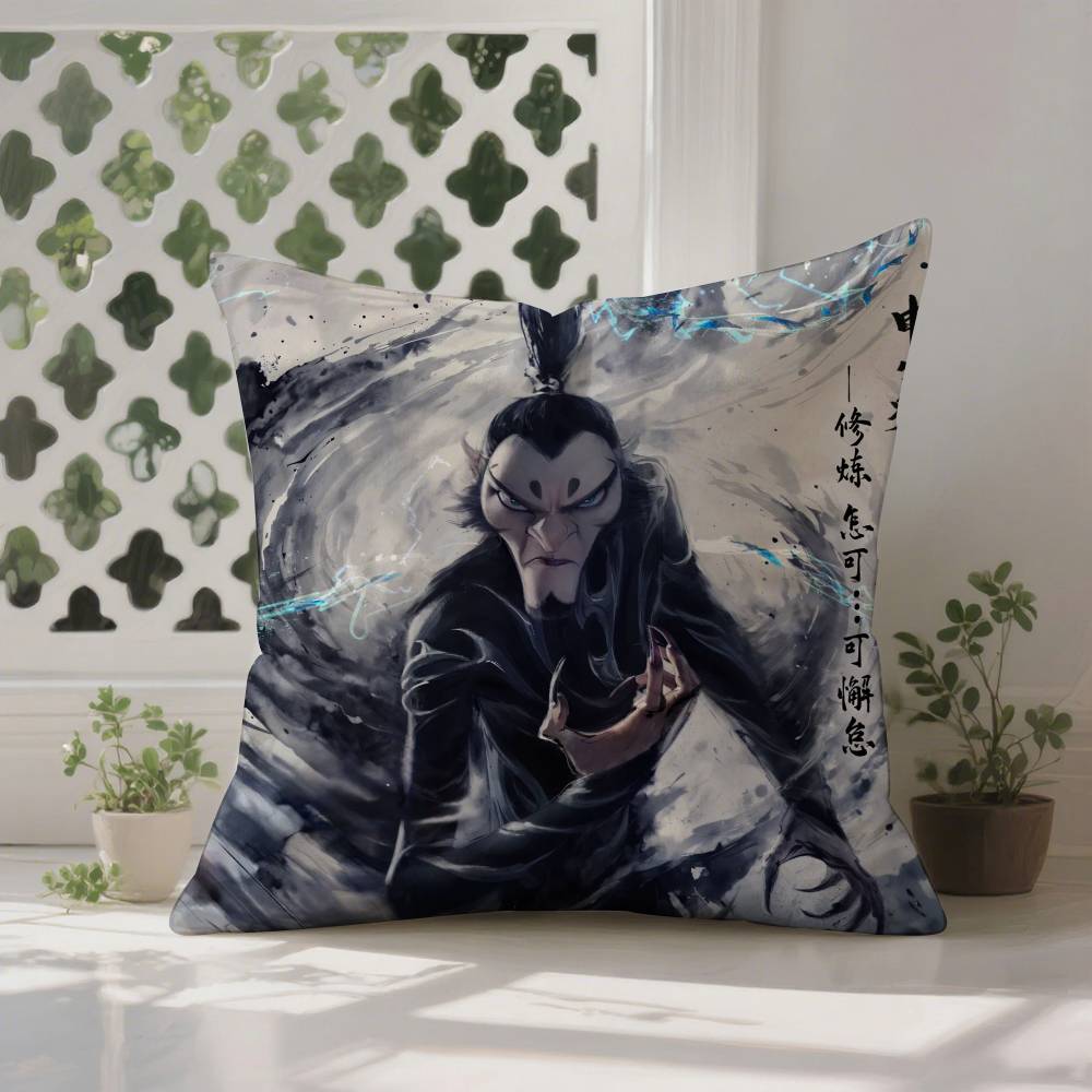 

Nezha Demon Child Stirs the Sea Pillow Case Anti-dustmite Pillowcase Invisible zipper silky Sofa cushion cover 12x12Inch