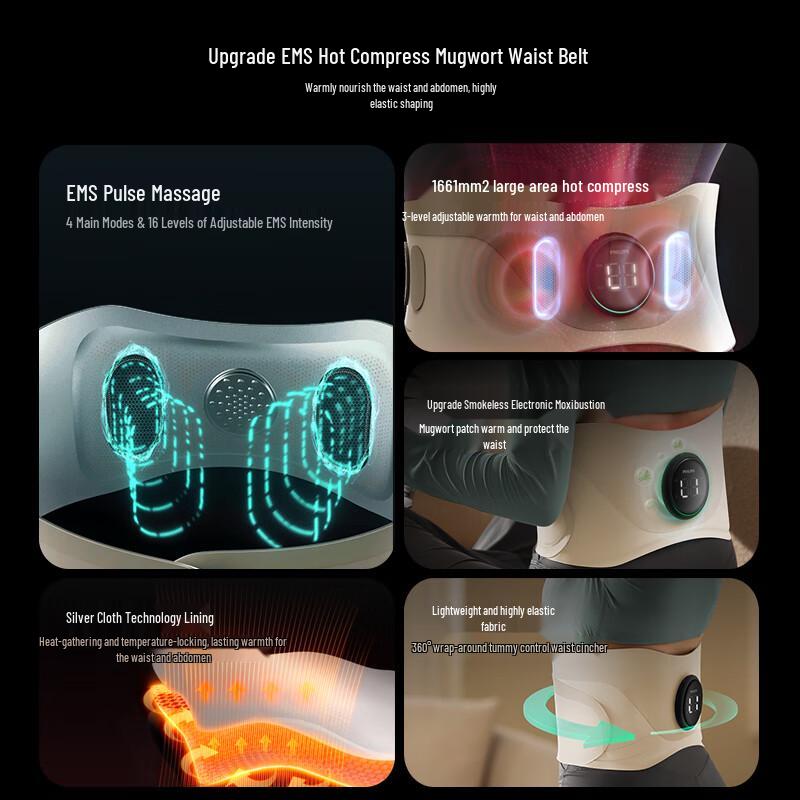 Philips EMS Mugwort Heating Waist Massager Belt