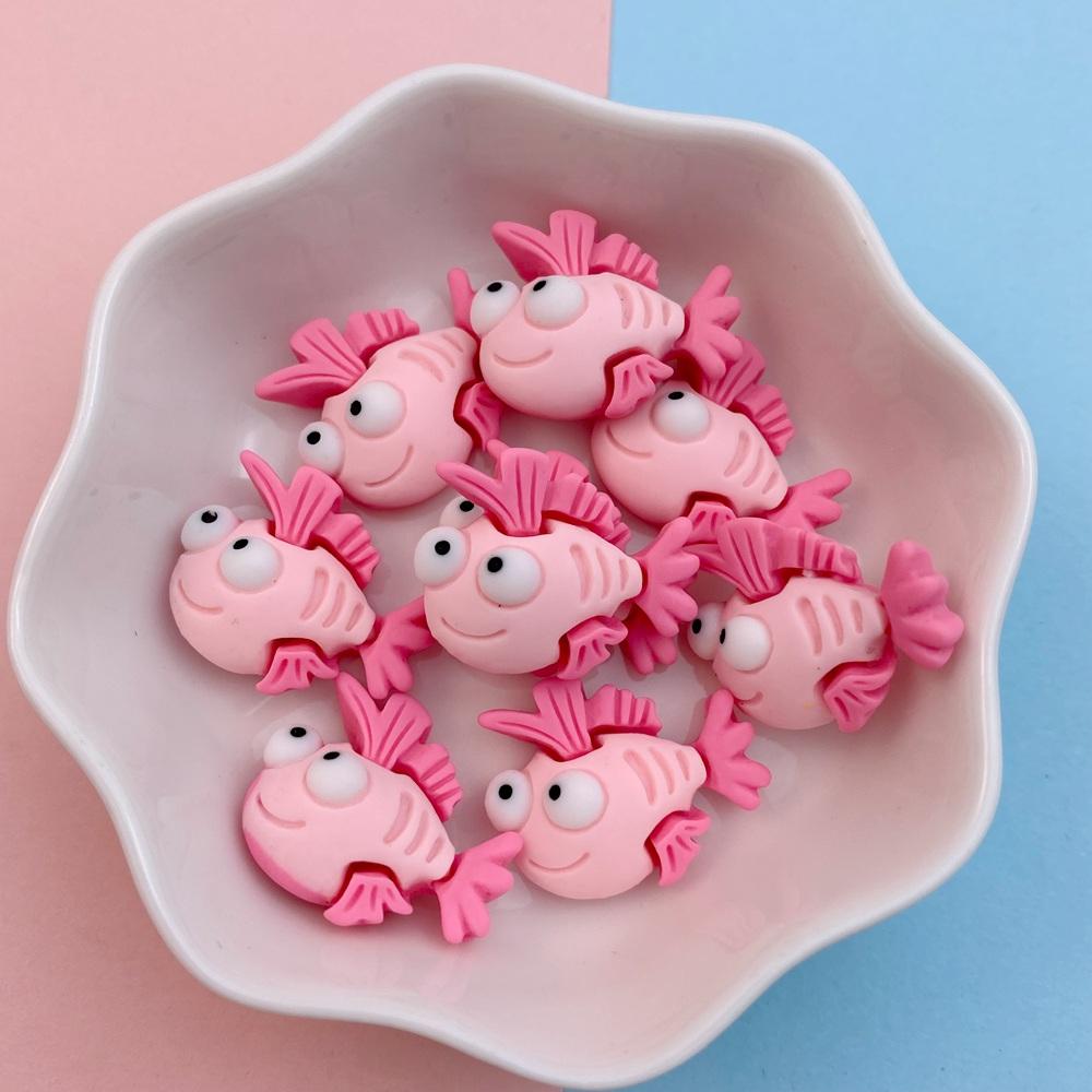 20Pcs New Cute Resin Crab, Lobster, Fish Ocean Series Flat Back Parts Embellishments For Hair Bows Accessories