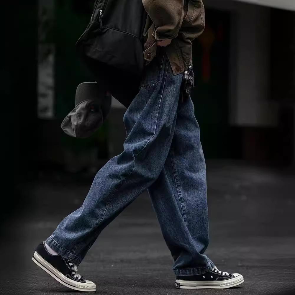 Retro Washed Old Jeans Men's and Women's Loose Straight Casual Dad Pants Wide-leg Mopping Lantern Trousers