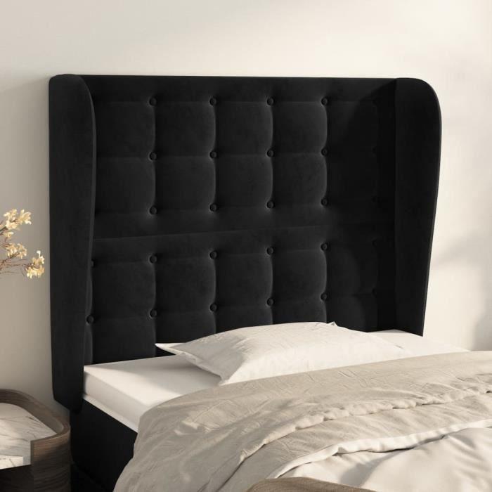 VidaXL Tête de lit avec oreilles Noir 83x23x118-128 cm Velours3118422
