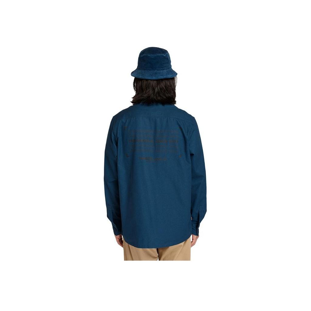 Timberland Simple Letter Print Work Fashion Casual Long Sleeve Shirt Men shirts Dark-Sapphire-Blue A22AZ-433