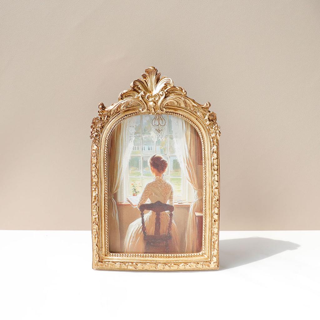 Classical Wall Mount Photo Frame With Stand Elegant Antique Resins Picture Frame For Living Room Bedroom Office Decors