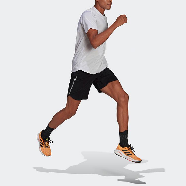 Adidas Logo Print Straight-Leg Solid Shorts Men Bottoms Black H58578