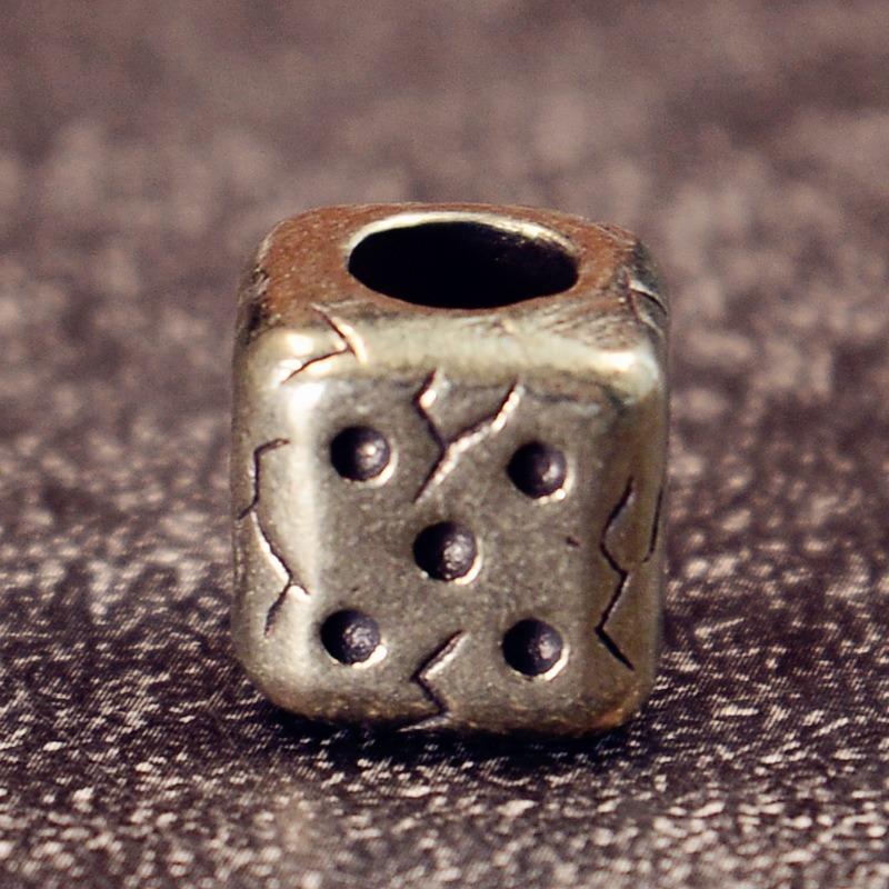 

Ретро кости латунные бусины для ножа EDC для улицы DIY аксессуары для браслета брелок плетеный шнурок подвески фонарик подвески white brass