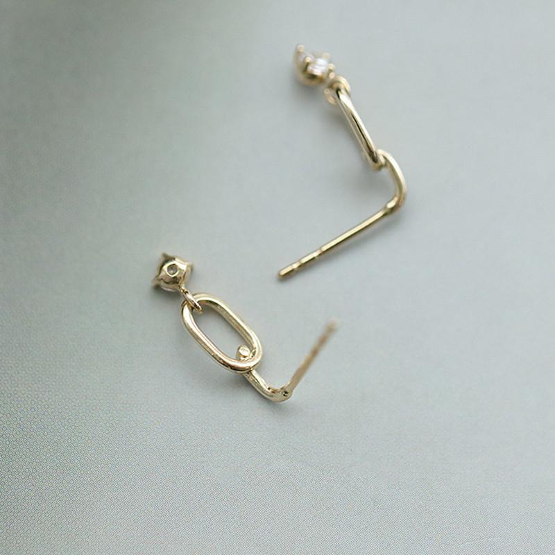 Pendente Semplice Zircone Lusso Orecchini a Bottone Geometrici per Donna Gioielli Placcati Oro 14k Argento Sterling 925 Regalo