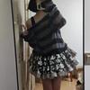 Striped Gothic Sweaters Women Ripped Holes Loose Knitted Pullover Frayed Fairy Grunge Jumpers Streetwear Lolita