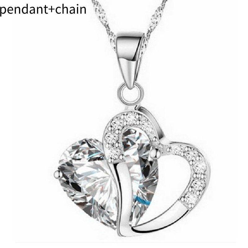 Korean Style Heart-shaped Zircon Crystal Necklace Collarbone Chain For Women Employee Benefits Wedding Travel Souvenir K132