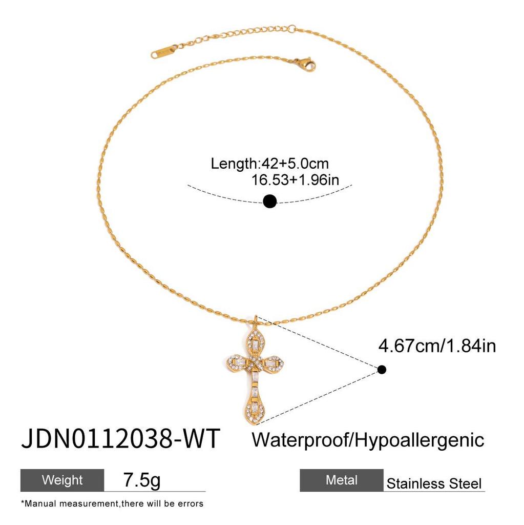 European and American zircon titanium steel cross necklace does not fade stainless steel jewelry