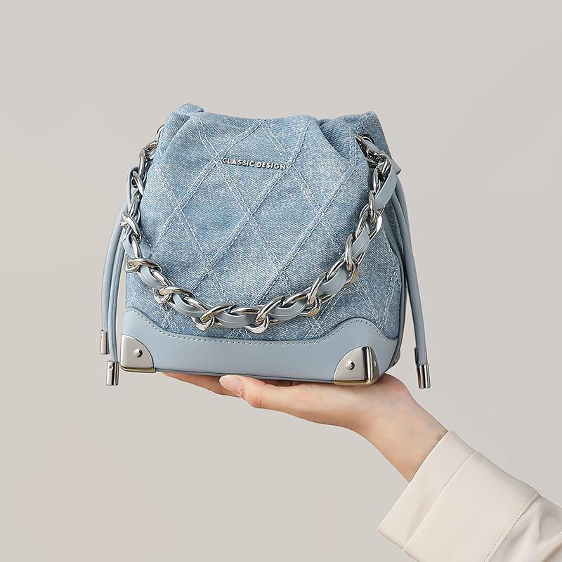 Bucket Bag Women's New Crossbody Summer Denim Bag Hand Chain Shoulder Crossbody Small Bag Bags