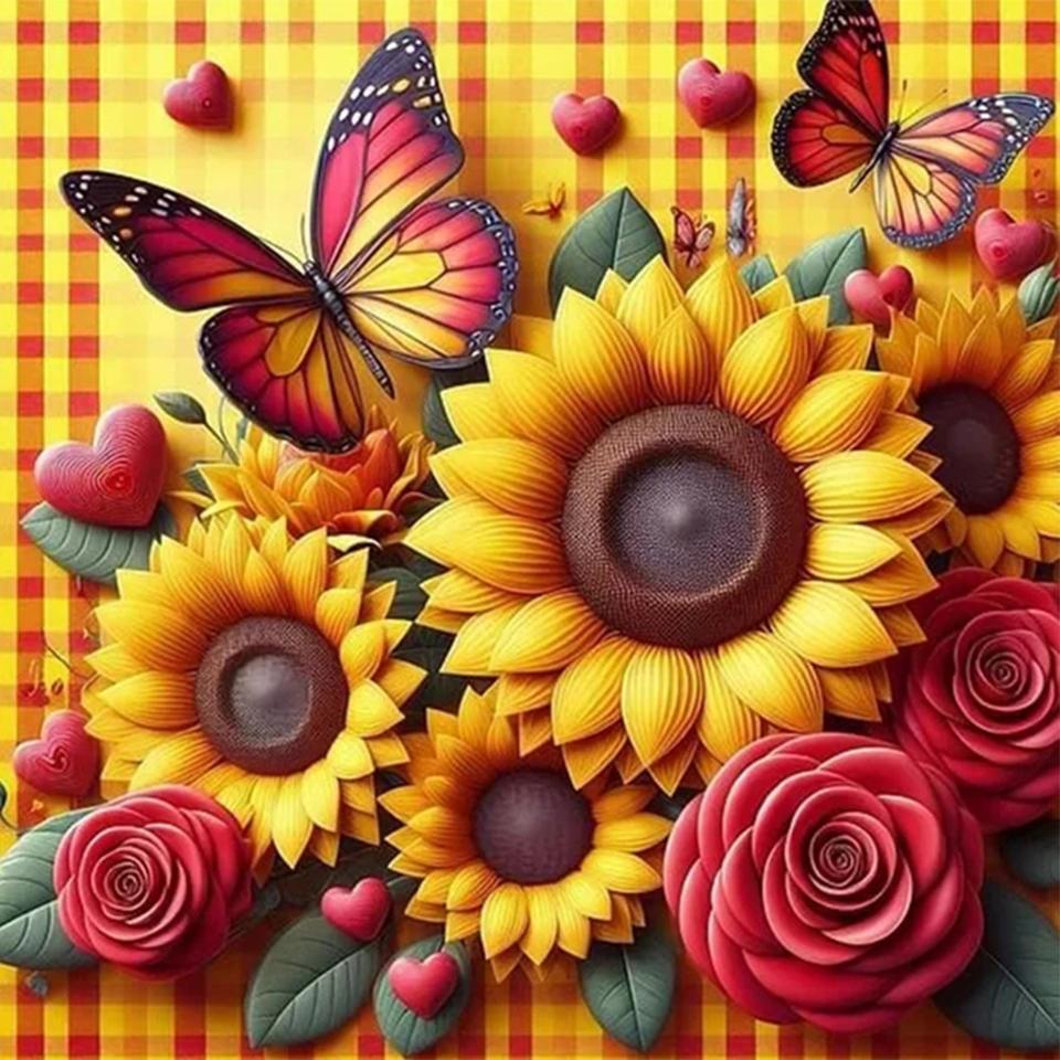 Pictură cu Diamante 5d Floare Floarea-Soarelui Trandafir Mozaic Bijuterii Broderie în Cruce Handmade Diy Broderie Floare Decorațiune de Casă