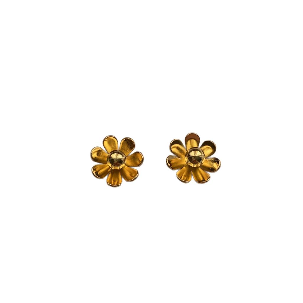 French metal flower stud earrings light luxury temperament niche fashion personality sweet cool fresh wind high sense earrings
