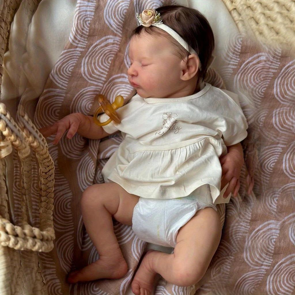 BZDOLL 20inch 50cm Asleep Baby Reborn Doll Soft Vinyl Newborn Babies with 3D-paint Skin and Visible Veins Realistic Girl Toy Christmas Gift