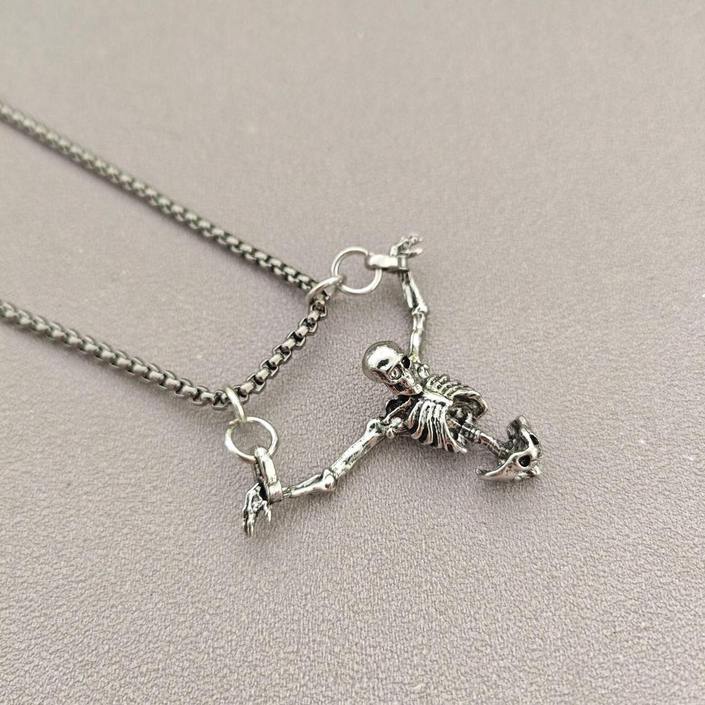 Punk Style Skull Necklace For Women, Fashionable Retro Personality Pendant, Dark Style Trendy Cool Neck Accessory
