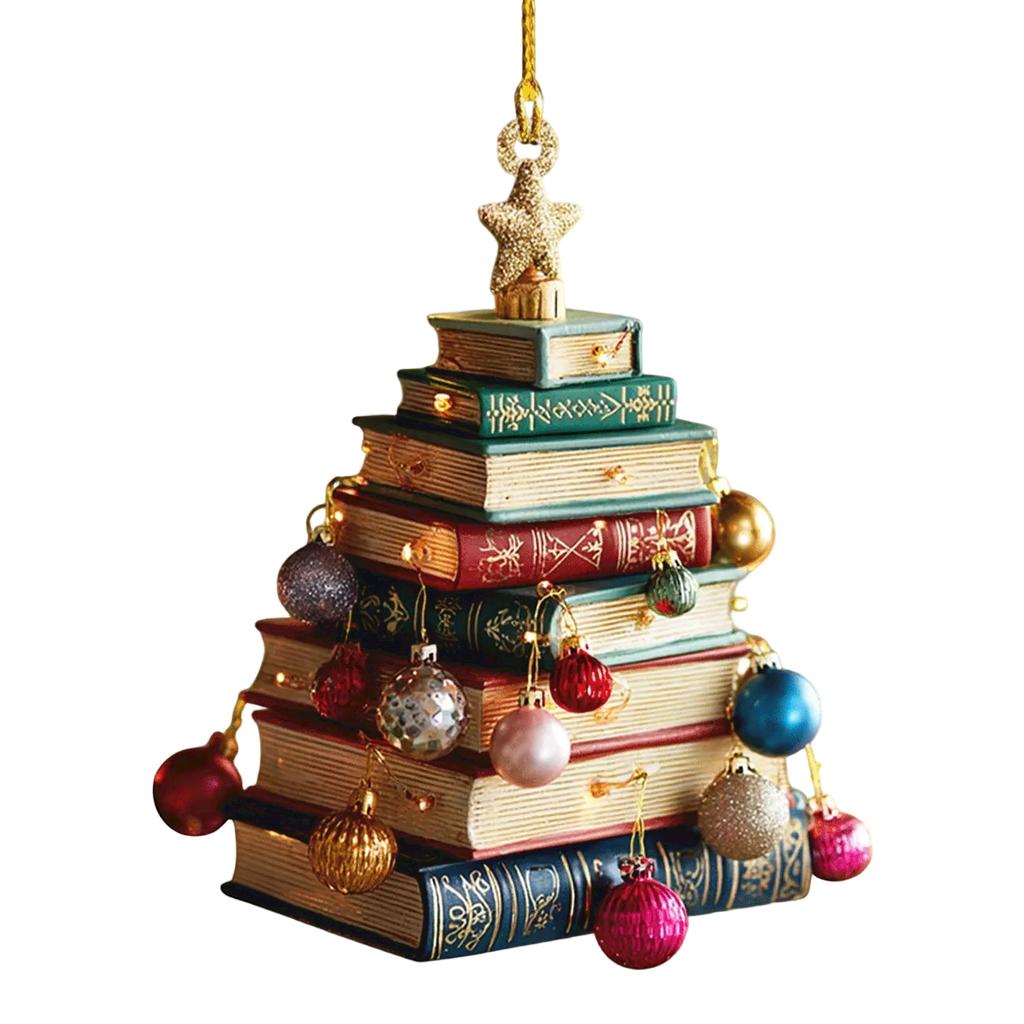 Christmas Book Tree Ornament ACRYLIC, Book Gift, Book Lover Gift, Book Ornament, Book Gift, Book Lover Gift, Librarian Gift