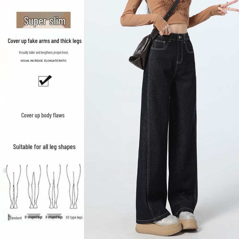 

Handu Yishe Women s Denim Blue High-Waisted Wide-Leg Jeans 2XL