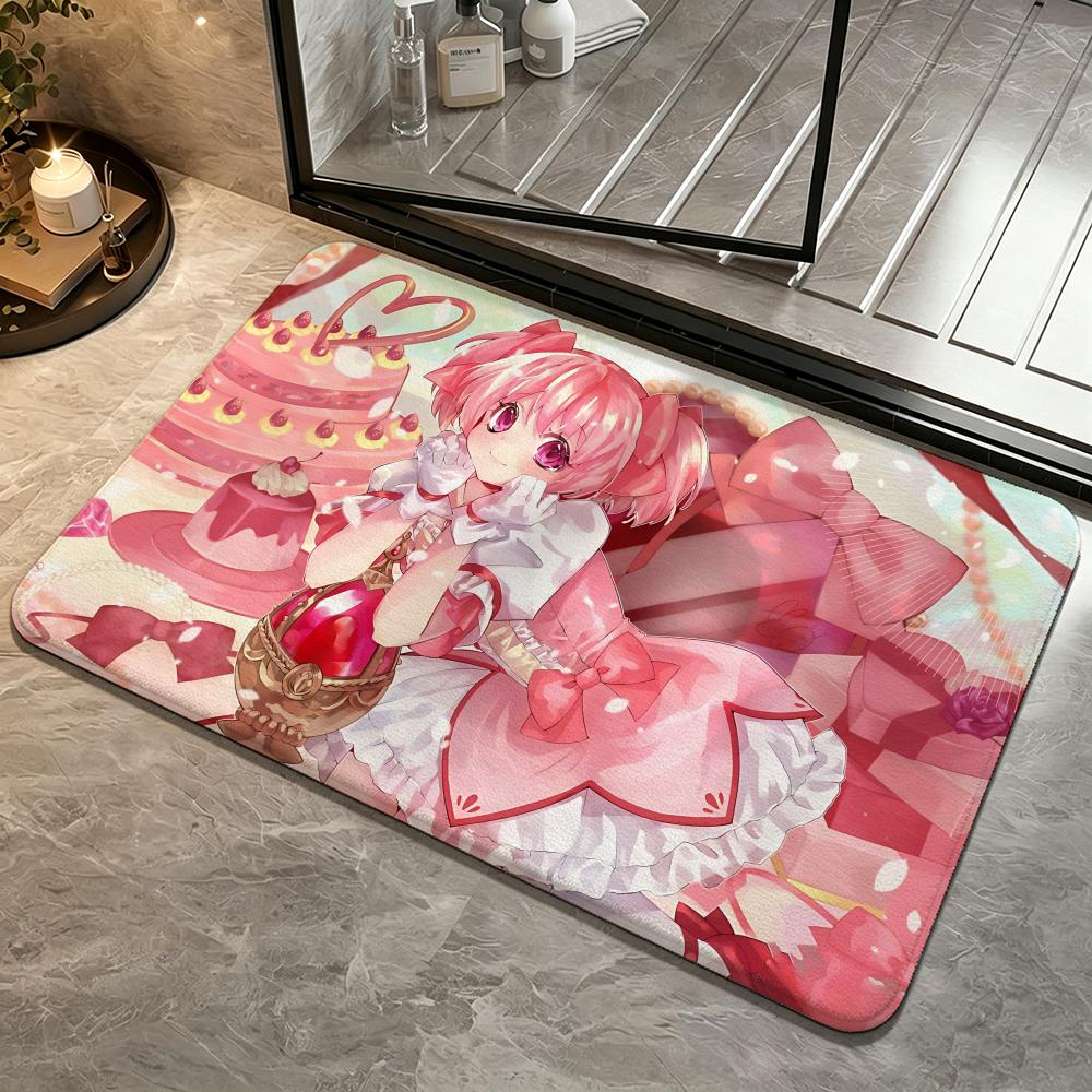 Anime-Puella Magi Madoka MagicaS Floor Mat Bedroom Carpet, Bathroom Foot Mat, Doormat, Non-Slip Absorbent Multi-Use