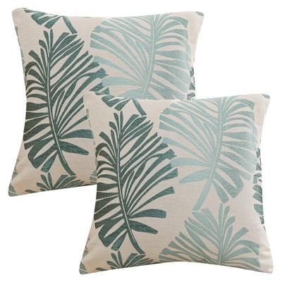 YunJeude Cushion Set of Nordic Cotton and Stylish and Cute Leaf Jacquard Zipper Simple and Modern Interior Design Covers, 45x45cm, 2, Style, Linen,