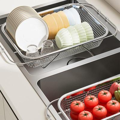 Teleskopický odkapávač na dřez z nerezové oceli na zeleninu a ovoce