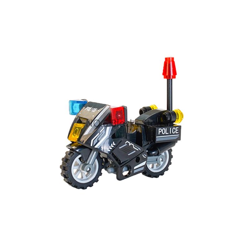 MOC Scena del Carcere Blocchi da Costruzione Accessori Gabbia Scudo della Polizia Motocicletta di Pattuglia Torre di Guardia Manette Mattoncini Giocattolo Fai da Te per Bambini S14