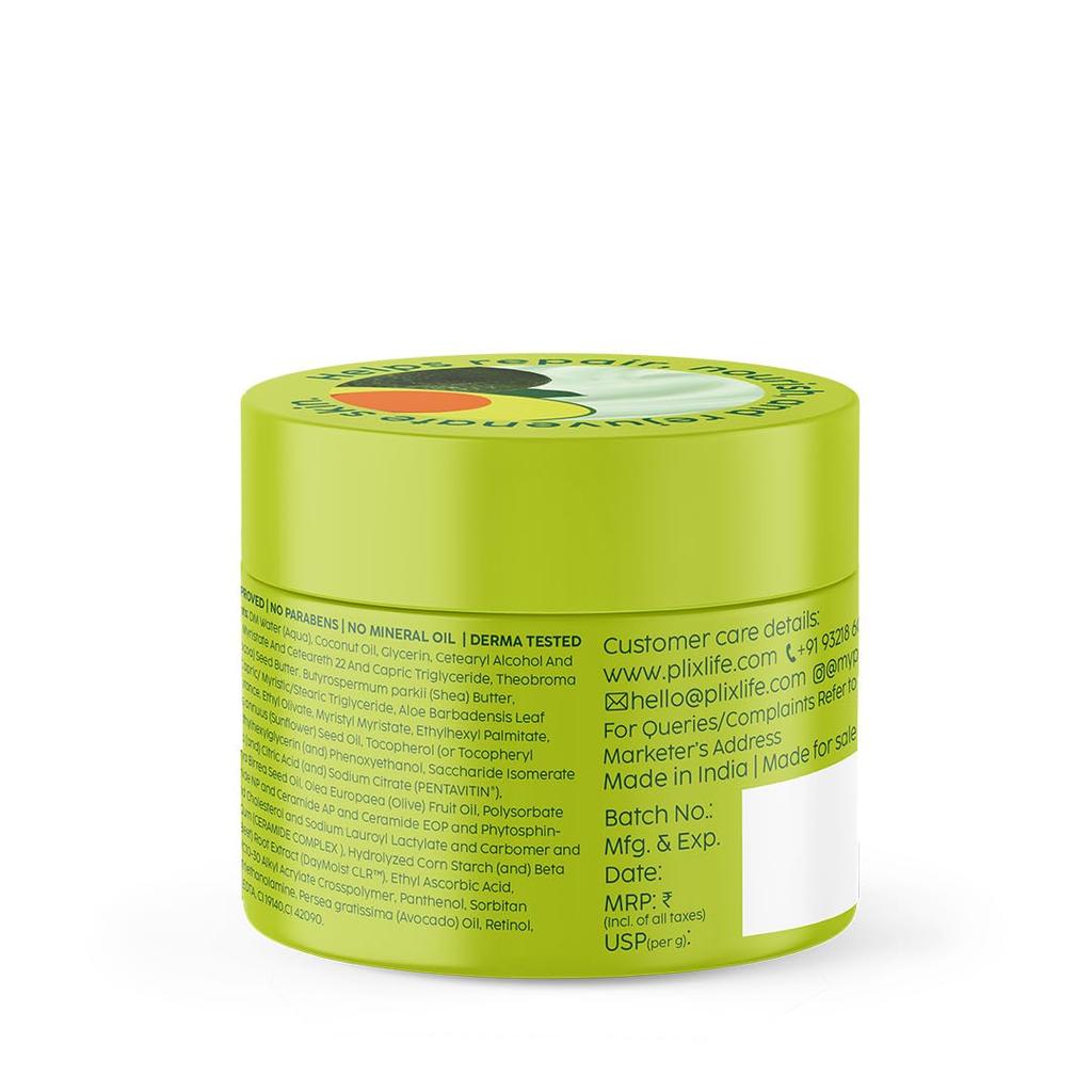 PLIX - THE PLANT FIX Avocado Ceramide Body Butter 200g Pack of 1 for Deep Hydration Silky Smooth Skin