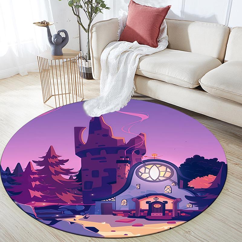 The Owl House pattern round rug,Carpet Rug for Living Room Bedroom Playroom ,Non-slip Floor Mat,Holiday Gifts and Birthday Gifts.
