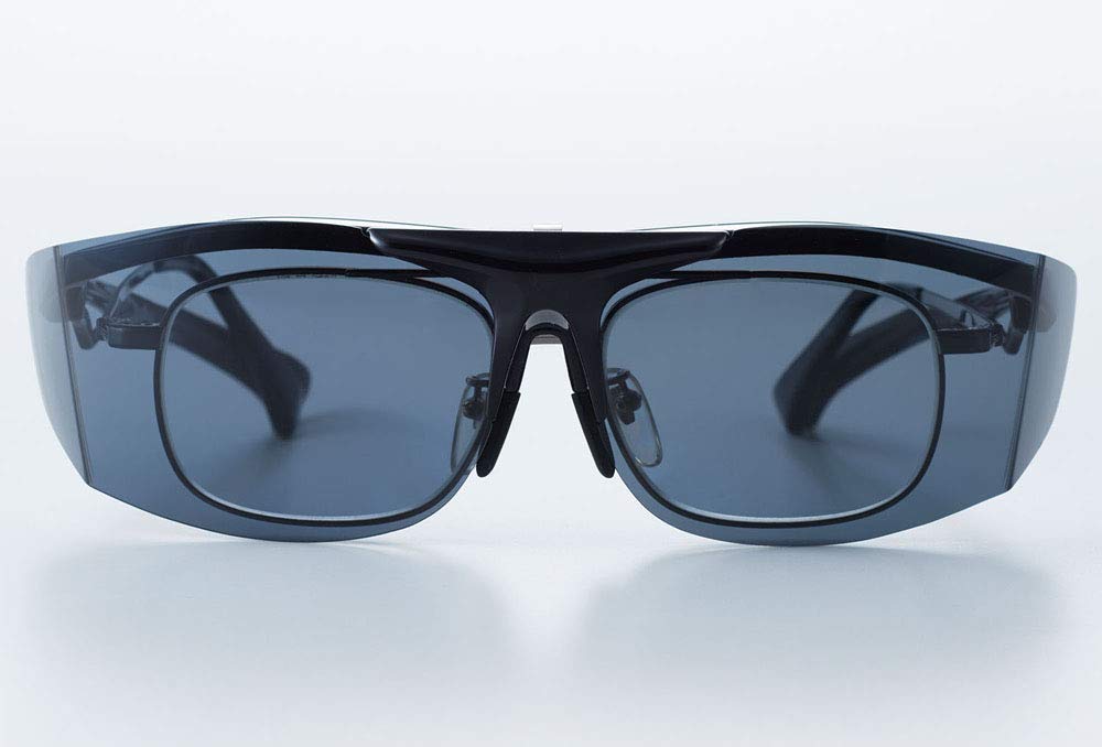 Large Glasses Polarized Smoke Flip-up Overglasses, Compatible, Lenses,