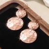 Concise Round Copper Dangle Earrings for Women Hammered Elegant Pendant Earrings Vintage Jewelry Accessories Party Gifts