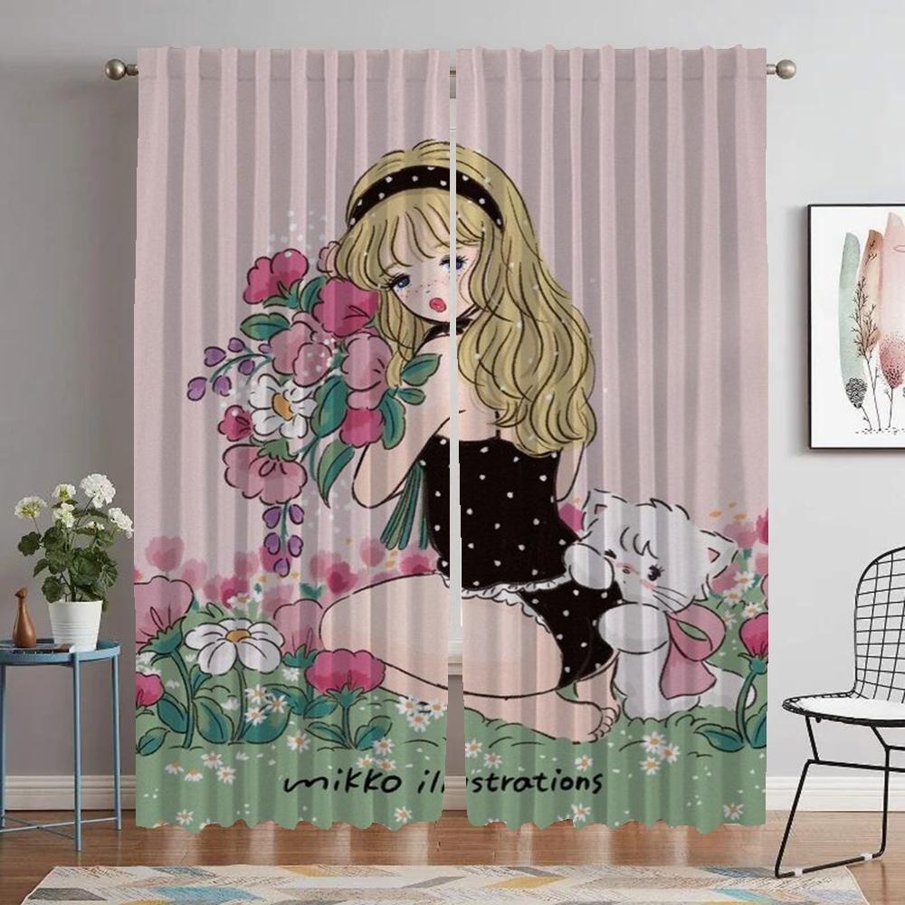 Kitchen Curtains for Bedroom Mikko Window Curtain for Room 2 Panel Partition Home Interior Curtains Halloween Decoration Shades