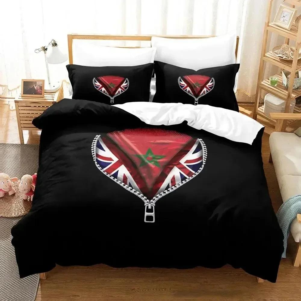 Comforter 3D Print Morocco Flag Bedding Set 3D Printed Suitable For Bedroom Kids Home Textile