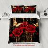 3pcs Full Size Duvet Cover Comforter Not Included For Couples Bedroom 3D Printed Romantic Floral Bedding Sets With 2 Pillowcases