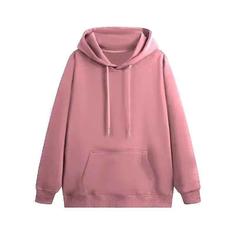 Loose Fit Men's Hoodie Sweatshirt Pure Color Fleece Lined Hooded Jacket Basic Style Autumn Winter New Arrival Casual Top