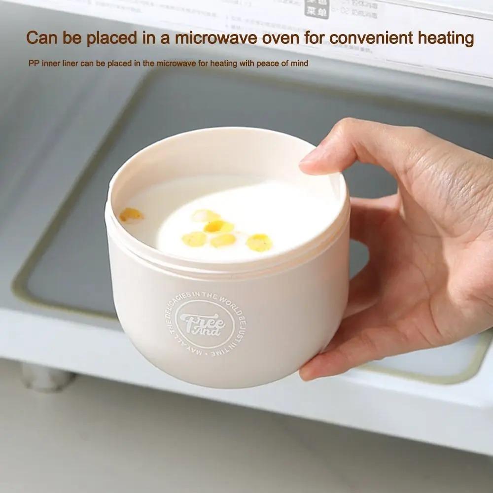 500/600ml Soup Cup Stainless Steel Sealed Bowl Milk Containers  For Breakfast Oat Milk Fruit Salad