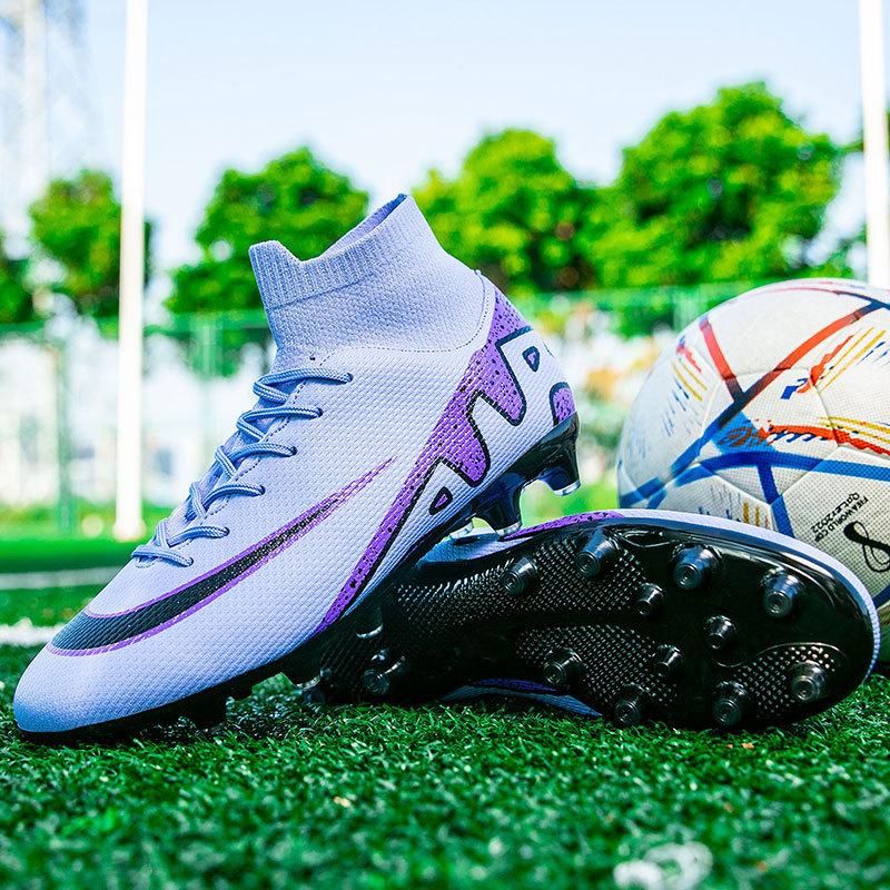 Foreign trade summer new high-top couple football shoes AG long nails TF broken nails student competition training sports football shoes