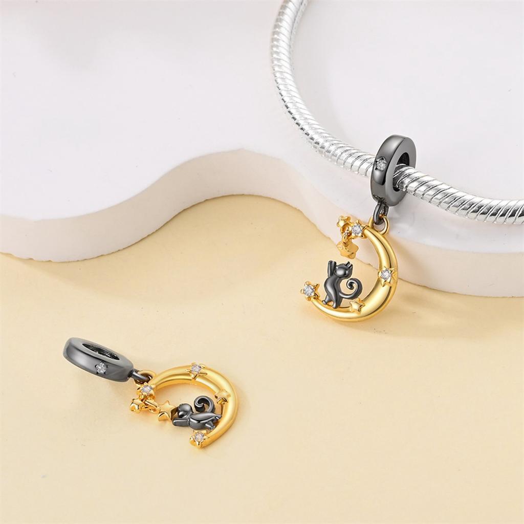 Heart Shape Beads Copper Plated Charms Cat Pendants Fit Original Bracelet Making For Jewelry Diy